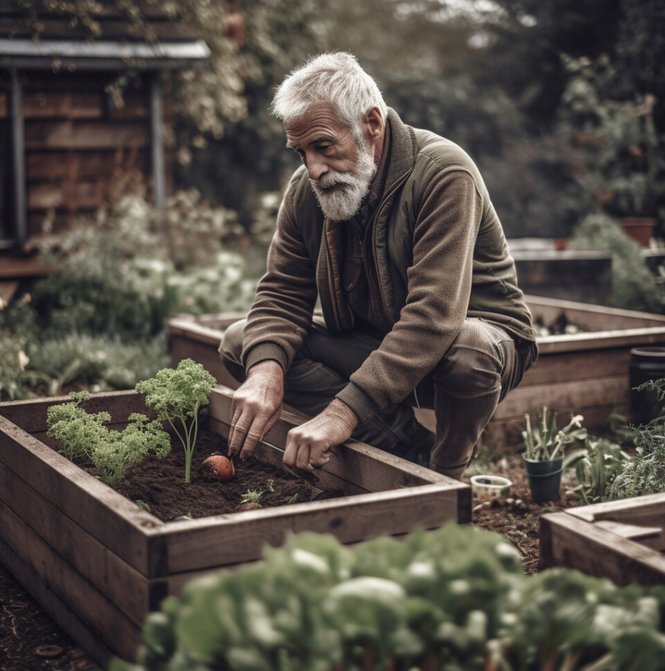 senior gardening with raised beds